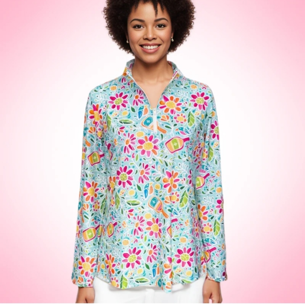 Katherine Way Anna Maria Pullover Pickle Me Pink Aqua Xl